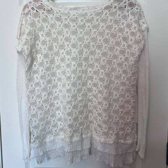 Free People Ivory Crocheted Top / Sweater, Women's Size XS - Picture 7 of 8